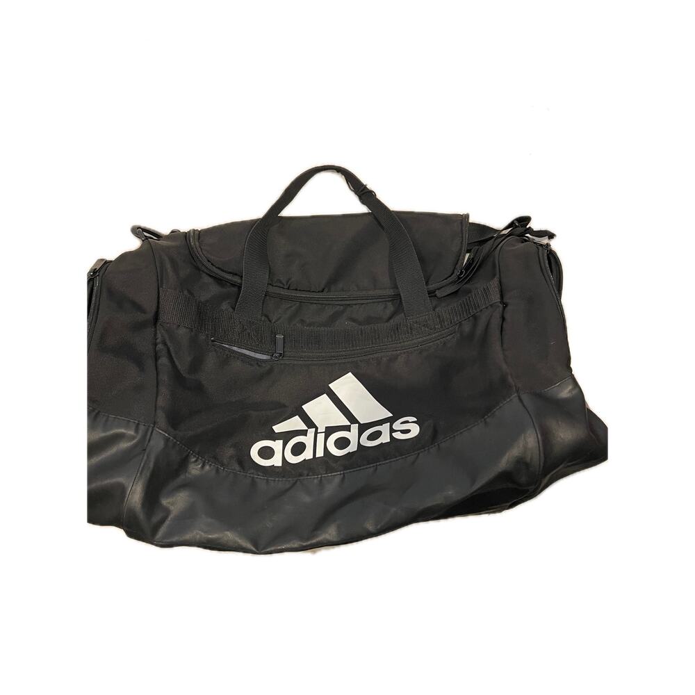 Adidas Faux Leather Medium 22"x10"x10" Black White Gym Bag
